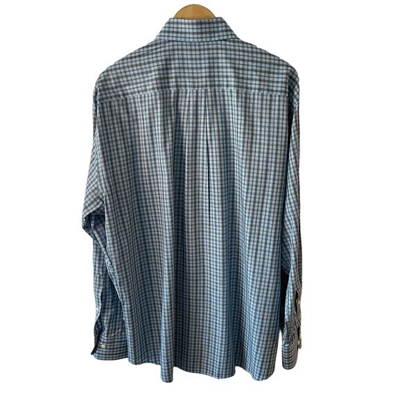 Peter Millar Button Up Plaid Shirt Men’s Size XL Blue 100% Cotton Preppy - Picture 2 of 9